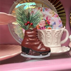 Ice Skate and holly berries Christmas Tree Ornament